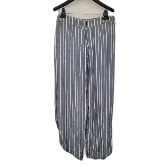 Free People Gray & White Striped Rayon Palazzo Pants Split Legs